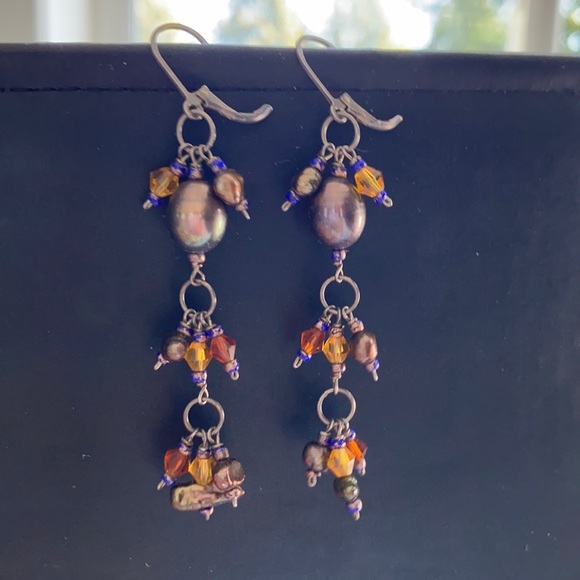 Tahitian black pearl earrings - Picture 3 of 6